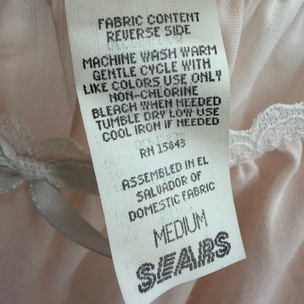 Vintage Sears Cachet Pink Lace Flutter Sleeve Nightgown Size M Coquette Cottage - Picture 4 of 9